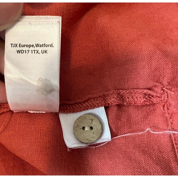 Rachel Zoe Coral Tie Front Linen Top  Women's Size L  Summer Top Vacation Vibes - Picture 7 of 8